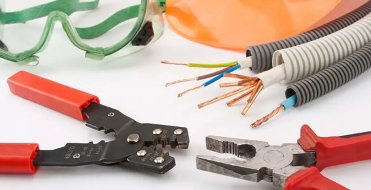 Electrical wiring repair with professional tools and safety equipment in Nashville, IN
